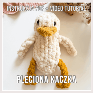 Pleciona kaczka handmade z włóczki chenille – maskotka DIY bez szydełka