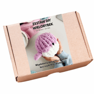 DIY Zestaw maskotka wieloryb pleciony metodą wyplatania na rękach