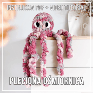 Pleciona ośmiornica handmade z włóczki chenille – maskotka DIY bez szydełka