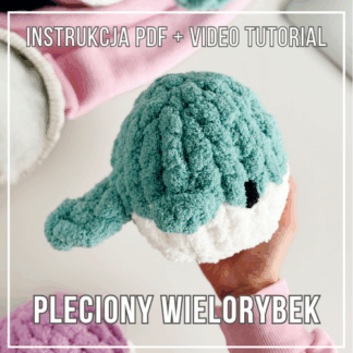 Pleciony wielorybek handmade z włóczki chenille – maskotka DIY bez szydełka