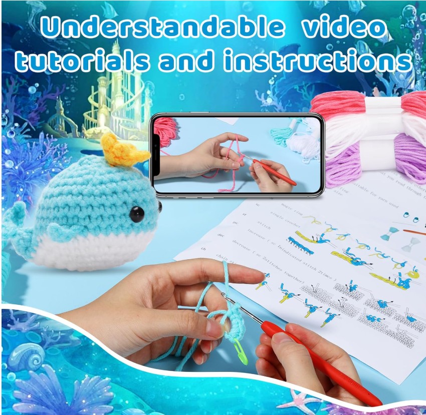 Zestaw do szydełkowania DIY -  rodzina wielorybków - obrazek 4
