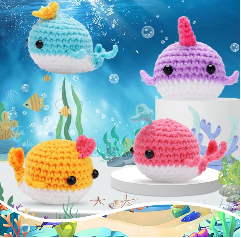 Zestaw do szydełkowania DIY -  rodzina wielorybków - obrazek 6