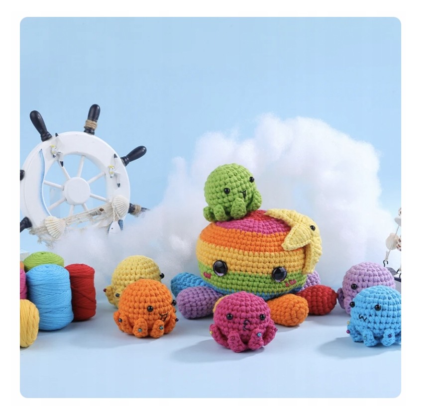 Zestaw do szydełkowania DIY -  rodzina ośmiorniczek - obrazek 6