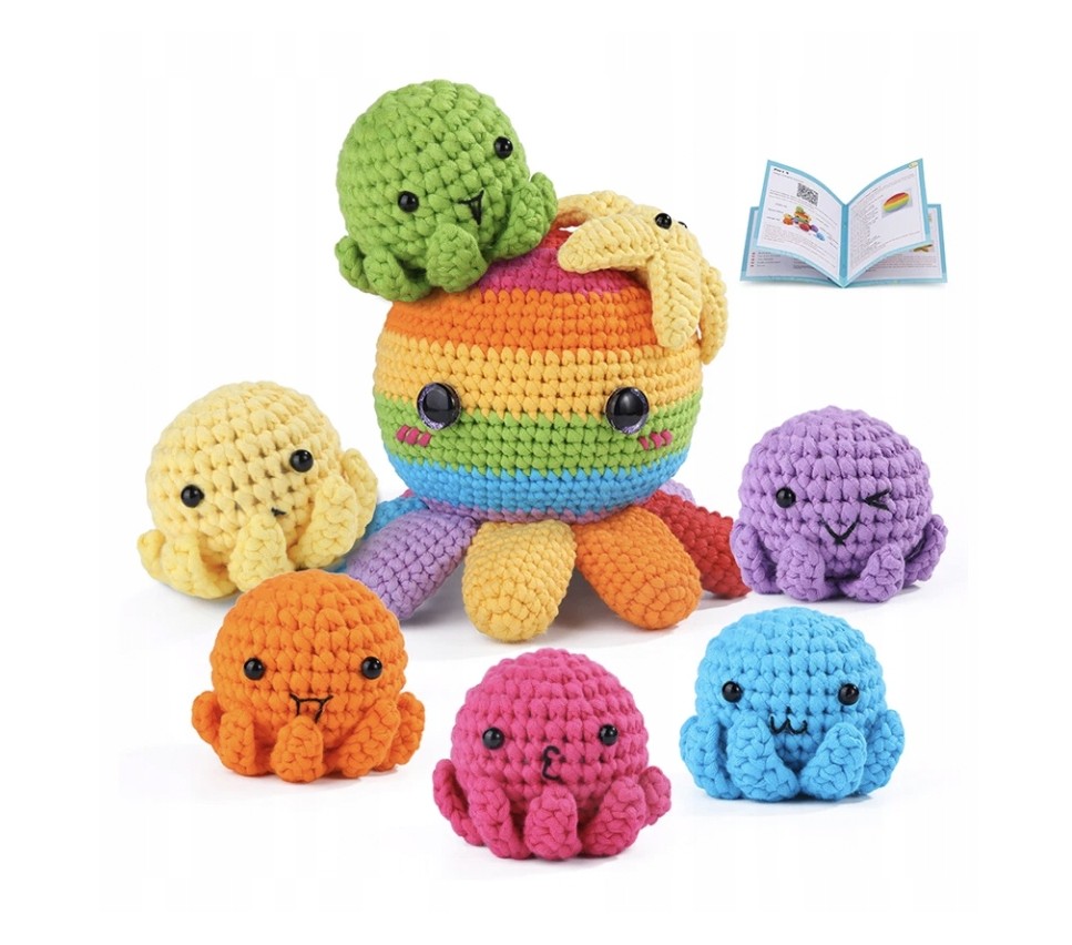 Zestaw do szydełkowania DIY -  rodzina ośmiorniczek - obrazek 3