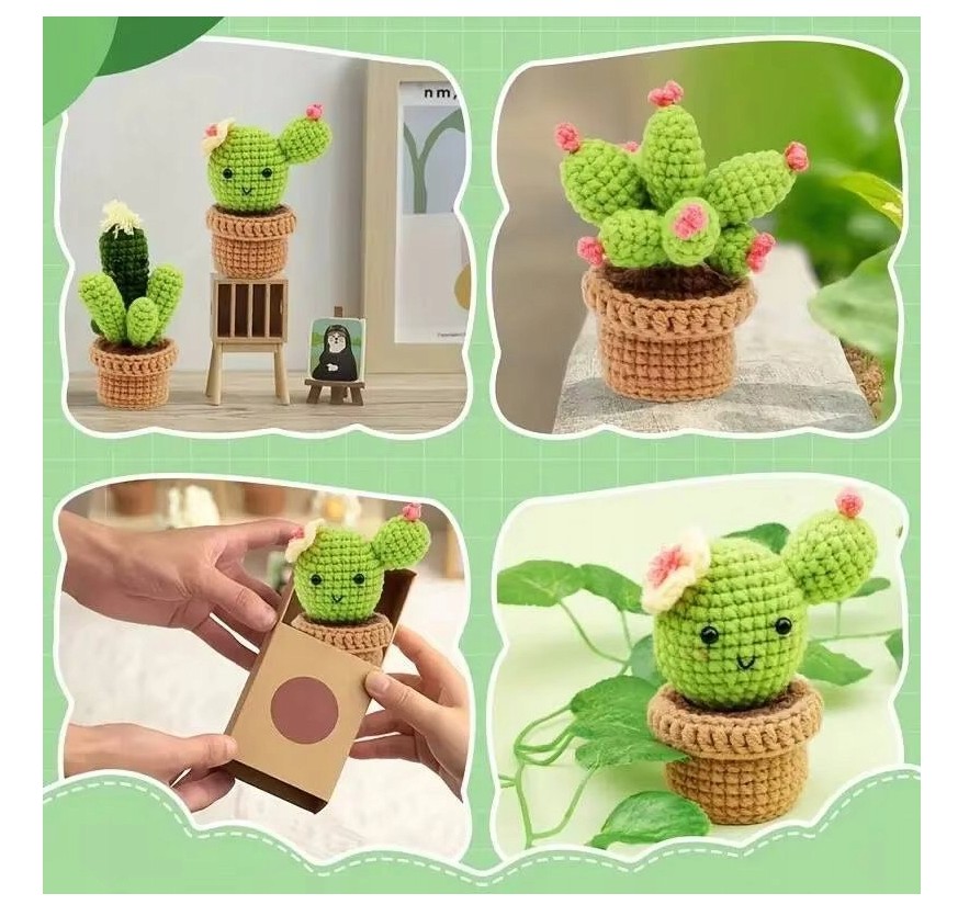 Zestaw do szydełkowania DIY - Mini Kaktusy (3 szt.) - obrazek 6