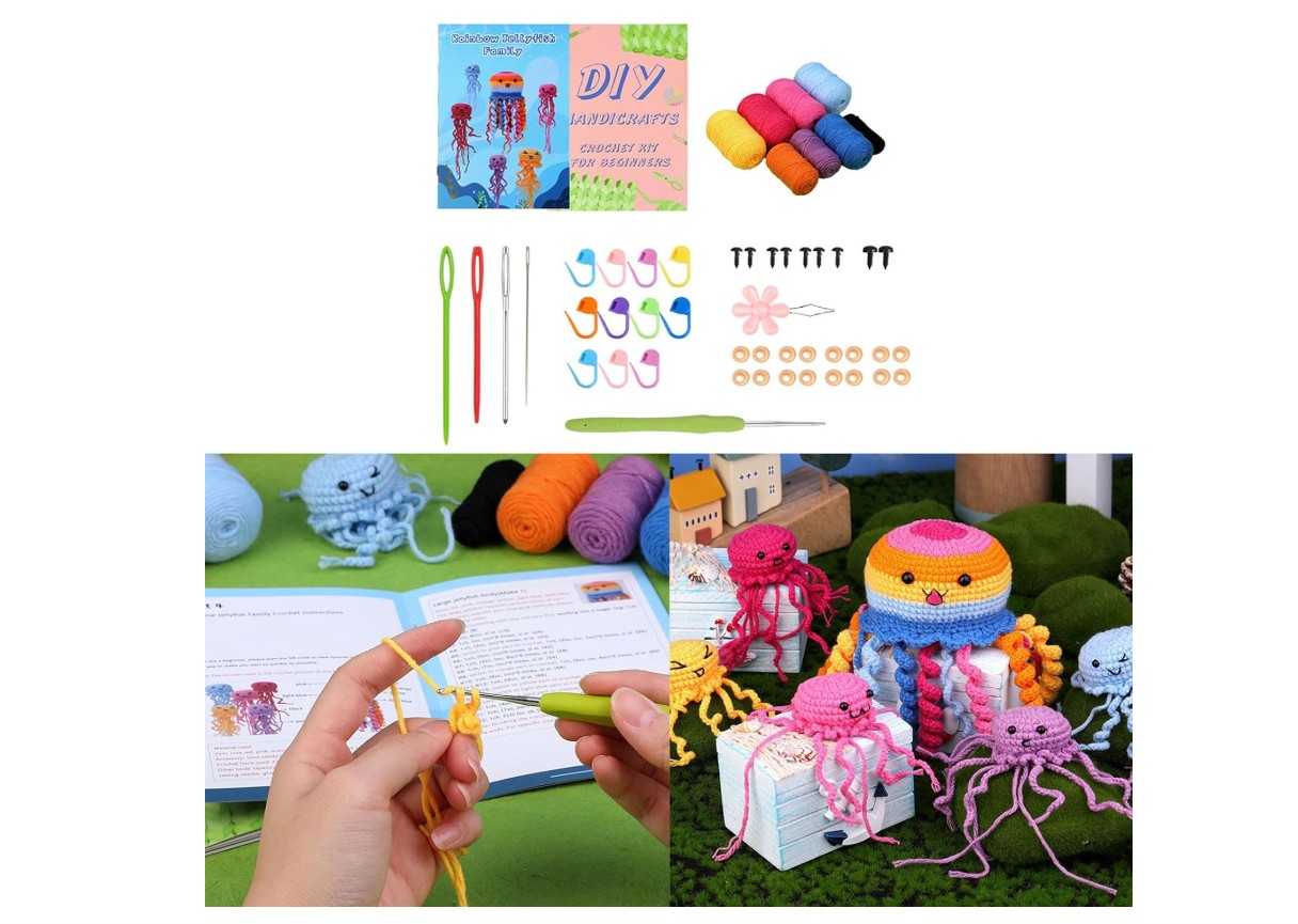 Zestaw do szydełkowania DIY - Kolorowe Meduzy - obrazek 8