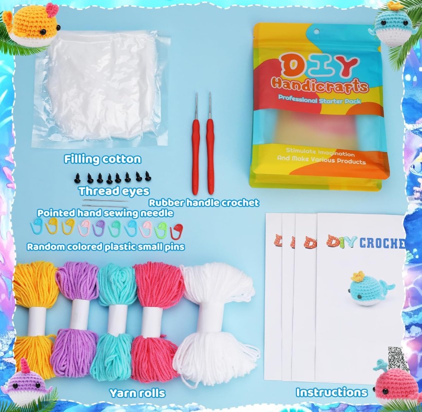 Zestaw do szydełkowania DIY -  rodzina wielorybków - obrazek 7