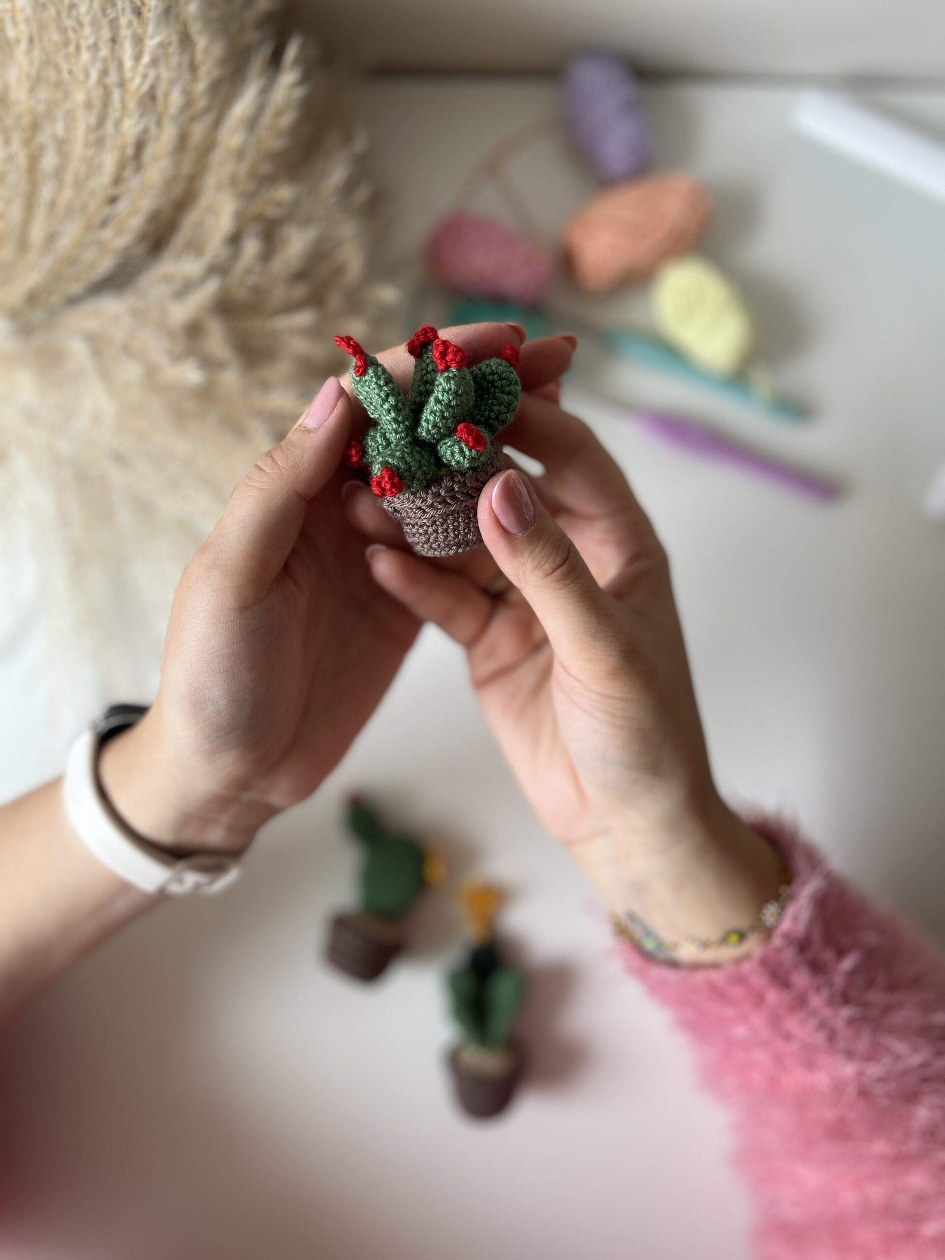 Zestaw do szydełkowania DIY - Mini Kaktusy (3 szt.) - obrazek 3