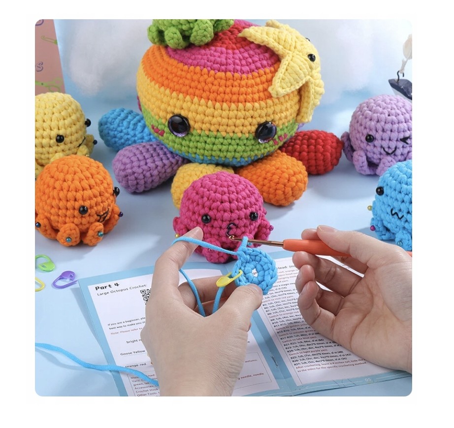 Zestaw do szydełkowania DIY -  rodzina ośmiorniczek - obrazek 7