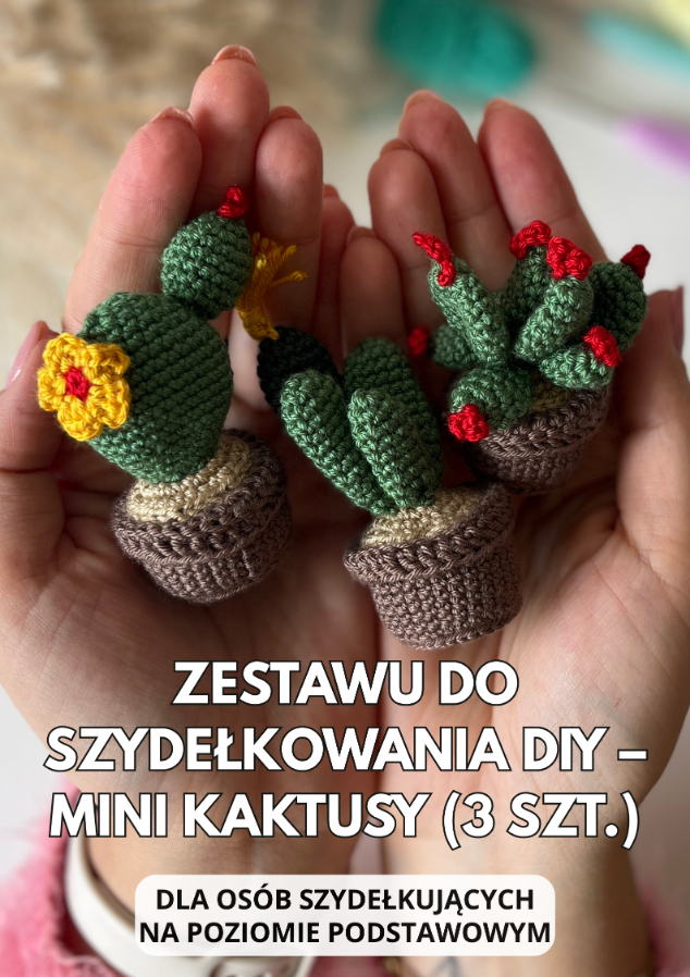 Zestaw do szydełkowania DIY - Mini Kaktusy (3 szt.) - obrazek 2