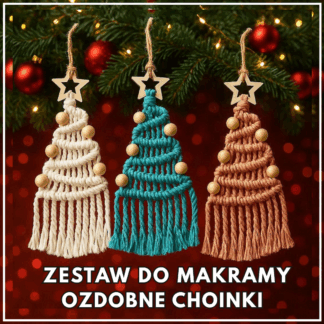 Makramowe choinki boho w trzech kolorach – świąteczne dekoracje wykonane z zestawu do makramy DIY