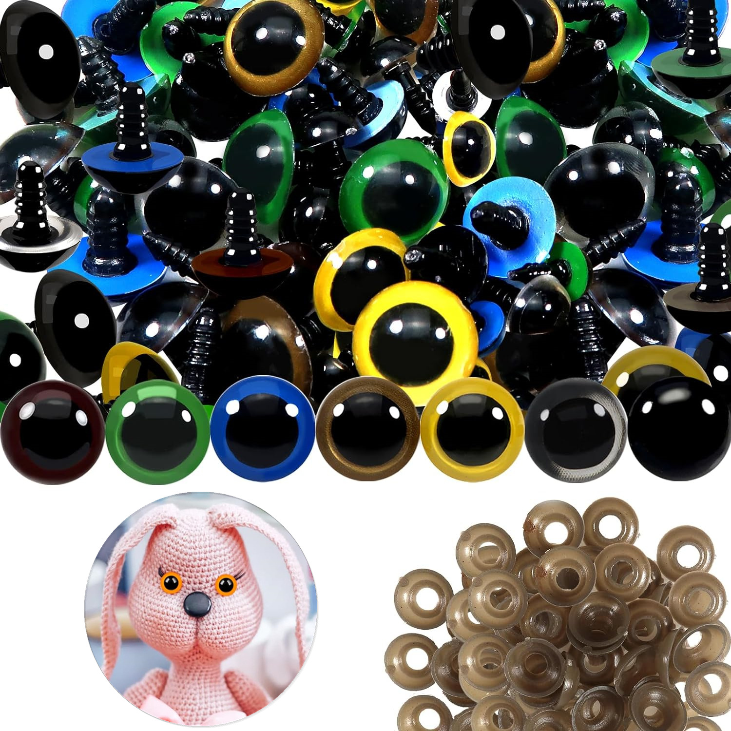 Oczka z niebieską tęczówką 10 mm - zestaw 2 sztuk - obrazek 6