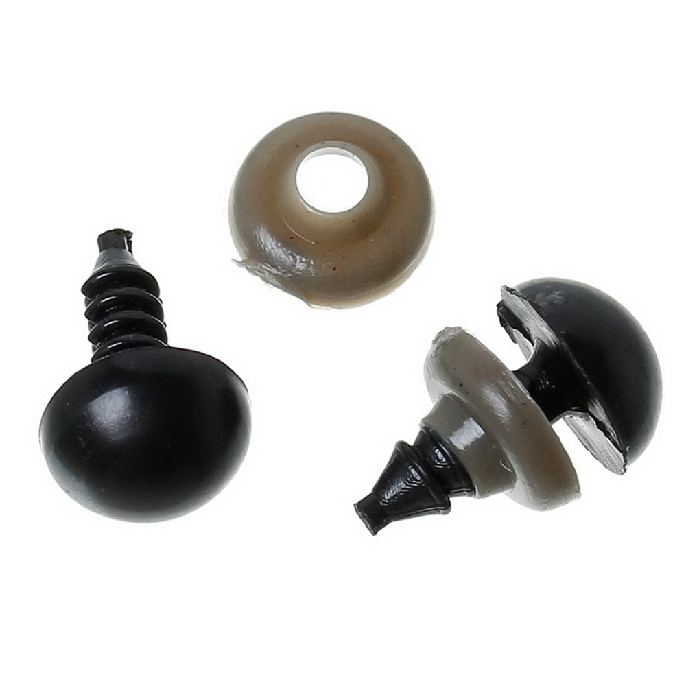 Czarne oczka do maskotek 18 mm - zestaw 10 sztuk