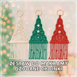 Makramowe choinki w trzech kolorach – dekoracje boho wykonane z zestawu do makramy DIY
