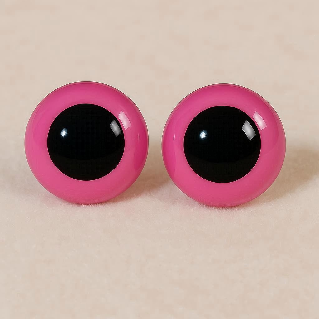 Oczka z różową tęczówką 15 mm - zestaw 2 sztuk
