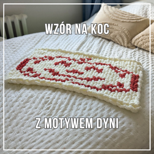 Motyw dyni w konturze do koca z grubej włóczki – wzór PDF