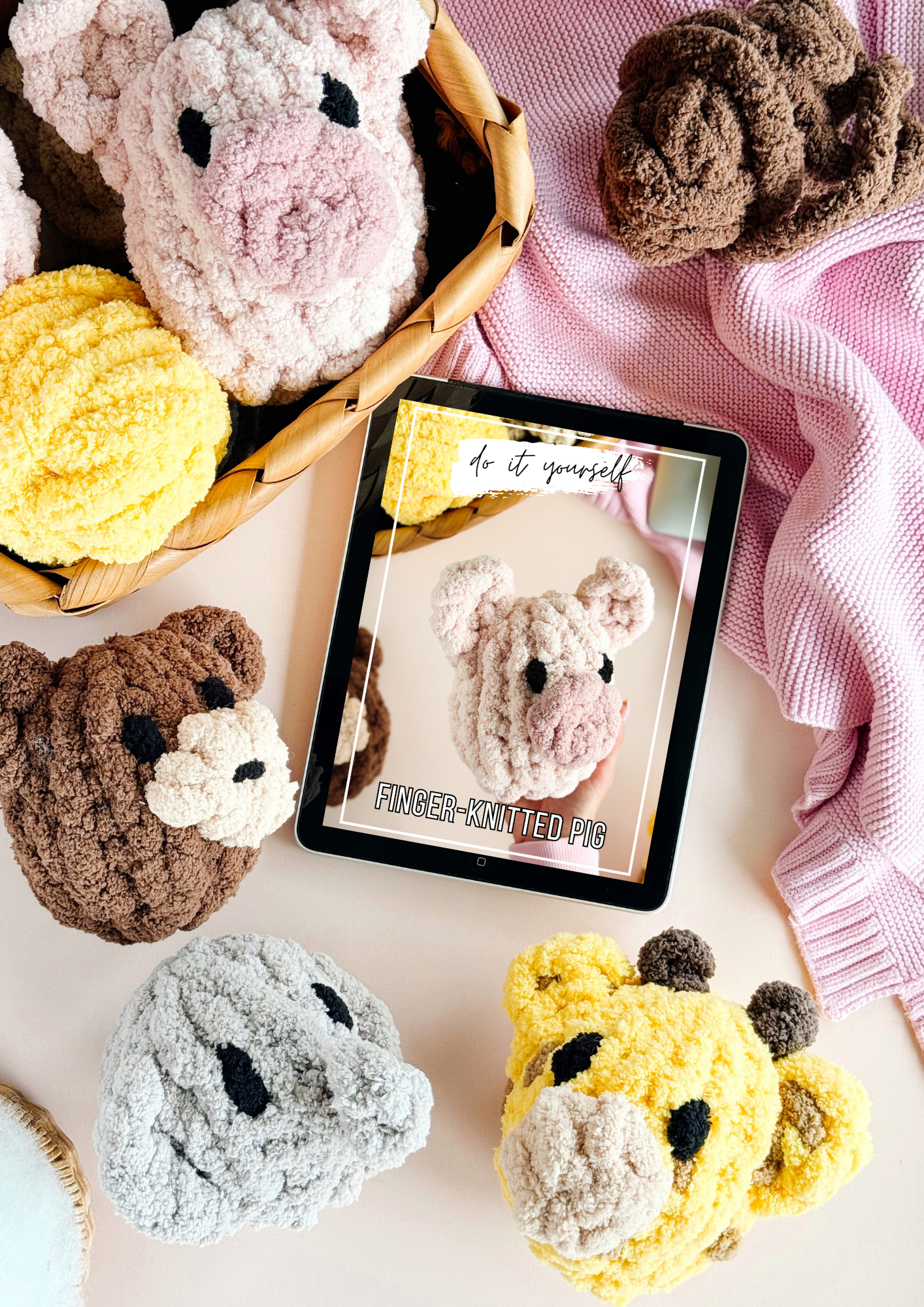 Pleciona świnka – ręcznie robiona maskotka handmade