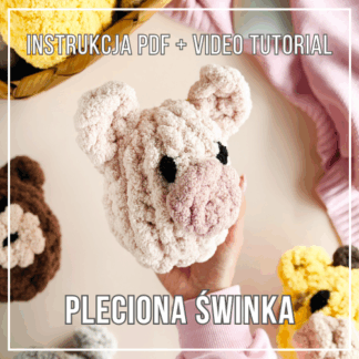 Pleciona świnka – ręcznie robiona maskotka z różowej włóczki