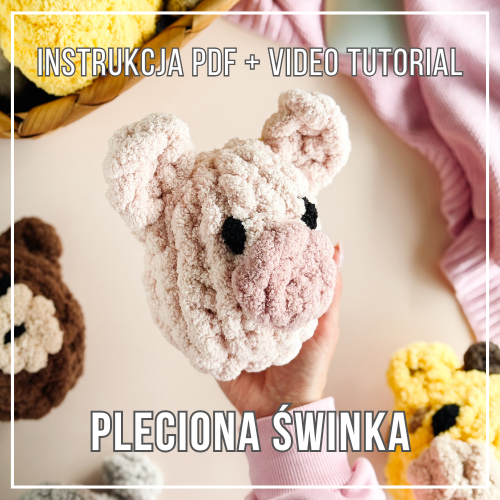 Pleciona świnka – ręcznie robiona maskotka z różowej włóczki