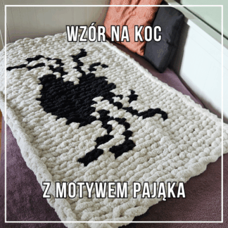 Koc z motywem pająka wykonany z grubej włóczki – wzór PDF