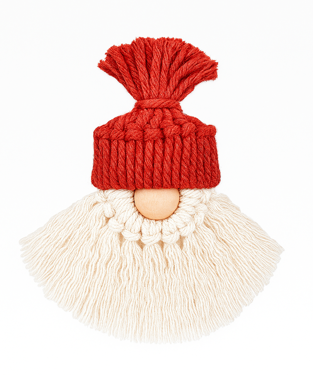 Makramowe krasnoludki w sześciu kolorach czapek – dekoracje świąteczne wykonane z zestawu do makramy