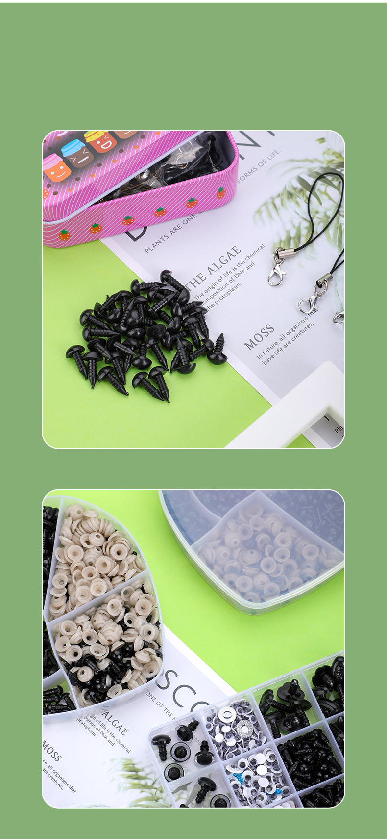 Zestaw oczek i nosków do maskotek - komplet elementów do wykończenia rękodzielniczych projektów - obrazek 2