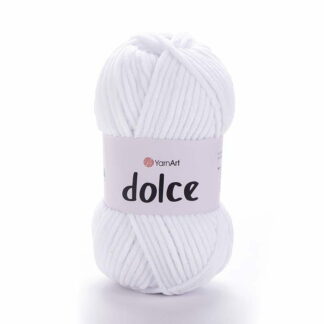 Włóczka YarnArt Dolce 741 biały - pluszowa włóczka do szydełkowania